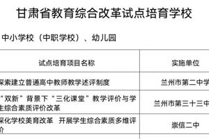 已公布！甘肃畜牧工程职业技术学院进入甘肃省教育综合改革试点地区和学校名单啦！